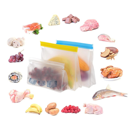 PATIKIL 8.7"x2"x5.3" Reusable Freezer Bag, 3 Pcs Leakproof Zip Food Storage Stand Up Bags Fridge Snack Vegetable Fruit Ice Container for Long-Lasting Freshness, Black