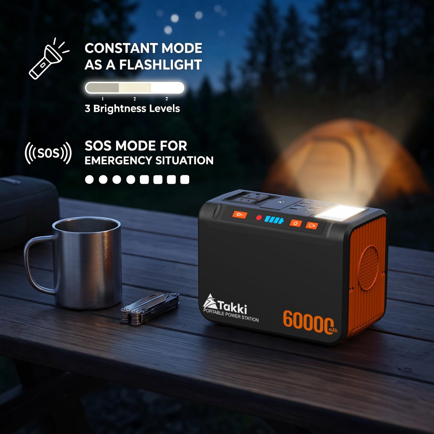 Takki Solar Generator 250W Portable Power Station with 40W Solar Panels 222Wh Pure Sine Wave Camping Lithium Battery Power Pack with AC 110V Outlet for Camping CPAP Home Use Emergency Outdoor