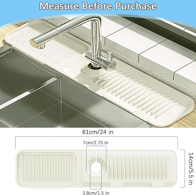 5° Slope Kitchen Sink Faucet Mat, Kitchen Sink Splash Guard, Silicone Material
