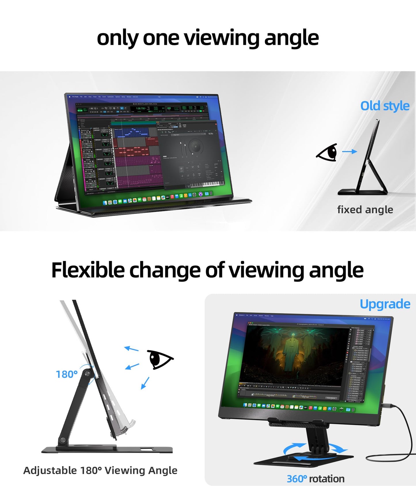 Ingnok 15.6'' FHD IPS Portable Monitor – Ultra Slim External Screen with USB C/HDMI for Laptop, Mac, PC, Phone, PS4, PS5, Switch (Renewed)