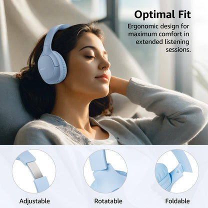 TOZO Bluetooth 5.4 Over Ear Headphones,70H Playtime with Mic,Delay Mode,Foldable Wireless Headset,Deep Bass Stereo Sound,Customizable 32 EQ Music Mode Via Button & App,for Travel and Home, Upgraded