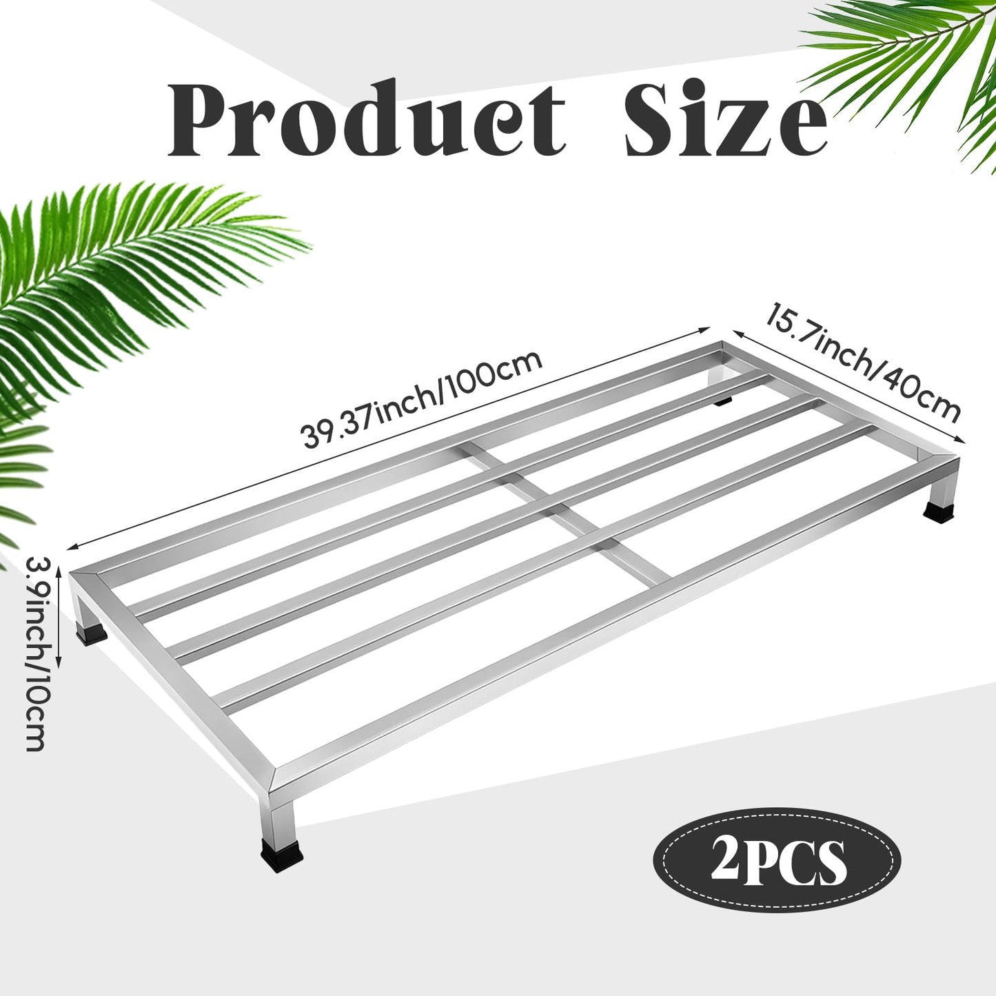 MorningRo 2 Pack Dunnage Rack 39.37" Long X 15.75" Wide, 3.9" Height Stainless Steel Dunnage Rack 1800 lbs Capacity Storage Commercial Food Service Storage in Restaurant Kitchens Shop