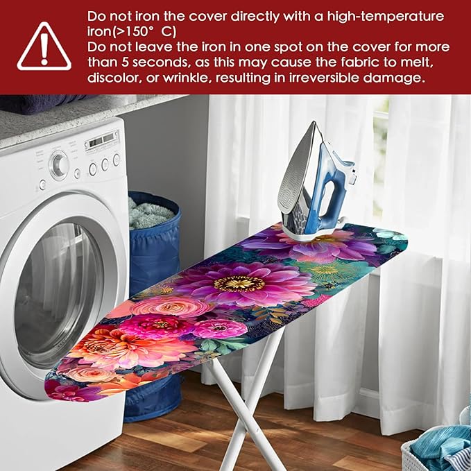 Nuxovilar Colorful Floral Pattern Ironing Board Cover, 15×54 inch, Fits Most
