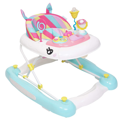MyChild Unicorn 2-in-1 Walker Rocker, Pink Rainbow - Activity Center Baby Walker - Easy fold Frame for Storage - 6 Months + Anti Fall Blocks for Extra Safety and 3 Height Adjustment.