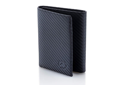 Stealth Mode Trifold Leather Wallet for Men with RFID Blocking (Carbon Fiber)