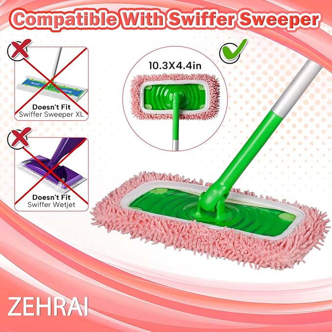 6Pcs Reusable Microfiber Mop Pads Compatible