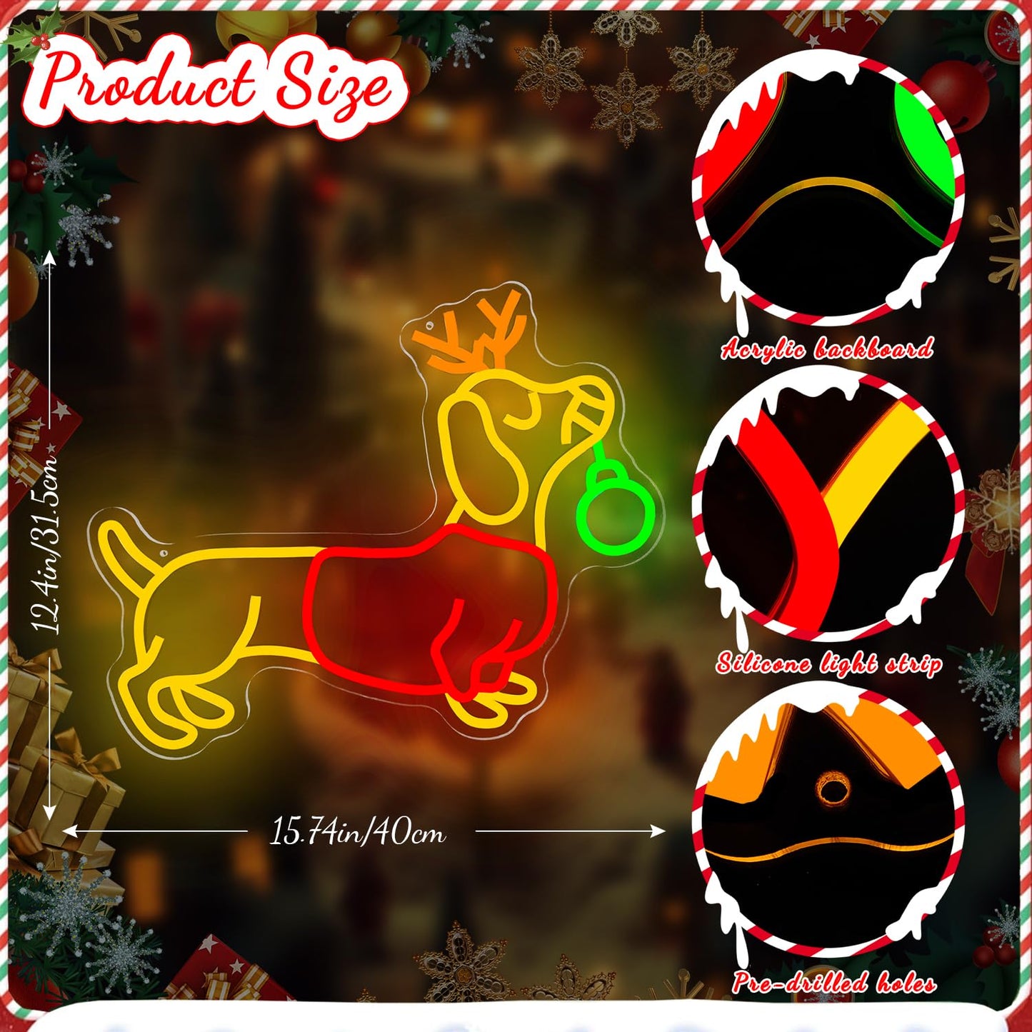 FuugZze Dachshund Neon Sign Christmas Neon Lights for Bedroom Weiner Dog Led Signs for Bedroom Wall Dimmable Dachshund Light Up Sign for Neon Christmas Decorations Party Wall Room Home Decor
