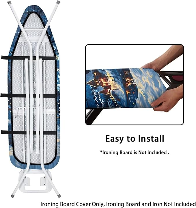Starry Sky Design Ironing Board Cover and Pad Washable 15x54 Full Size Thick