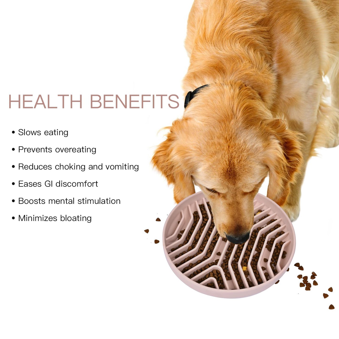 Slow Feeder Dog Bowls, Puzzle Silicone Dog Feeding Bowls with Suction Cups, Anti-Choking, Non-Slip Design, Reduces Boredom, Anxiety, Ideal for Medium to Small Dogs & Cats - XAQMHSW (Pink)