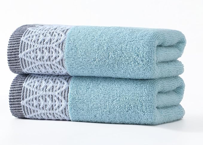 2 Pack Decorative Hand Towels, Leaf Design Cotton, Soft Absorbent Quick-Drying