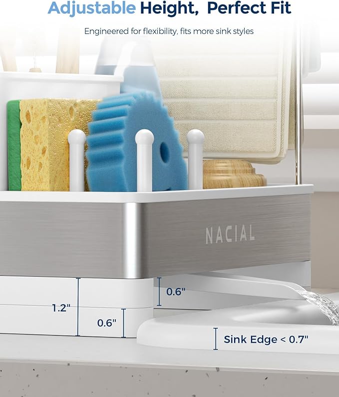 Nacial Sponge Holder for Kitchen Sink, Sink Caddy Organizer