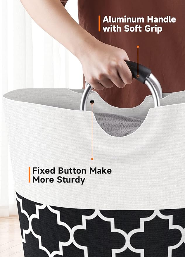 Large Laundry Hampe Basket Washing Bin Clothes Bag Collapsible Tall