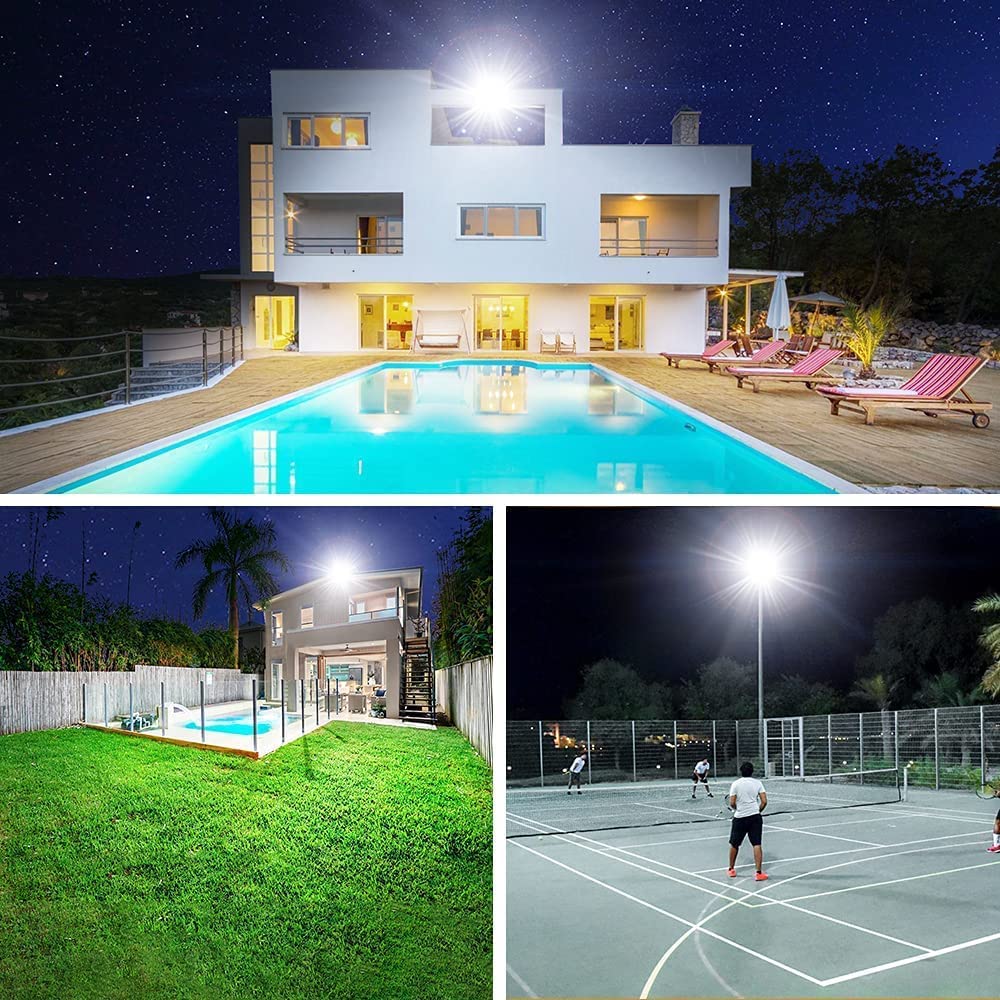 YIQIBRO 100W LED Floodlight Outdoor, 10000LM 6500K Outdoor LED Flood Lights Super Bright Security Light, IP67 Waterproof Spotlight for Garden, Garage, Yard, Patio, Warehouse, Factory