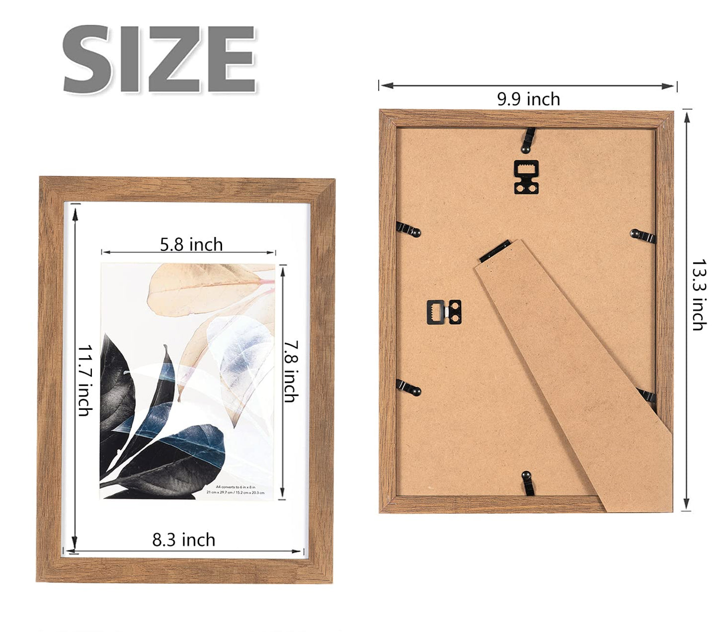 Brown Wooden Picture Frame A4 with Mount,Set of 3,A4 Picture Frame,A4 Poster Frame,certificate frame,Freestanding and Wall Mountable