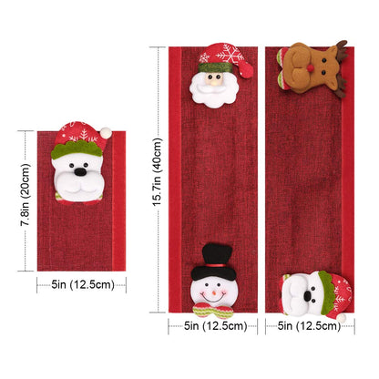 D-FantiX Christmas Refrigerator Handle Covers Set of 8, Santa Snowman Kitchen Appliance Covers Fridge Microwave Oven Dishwasher Refrigerator Door Handle Covers Protector Christmas Decorations