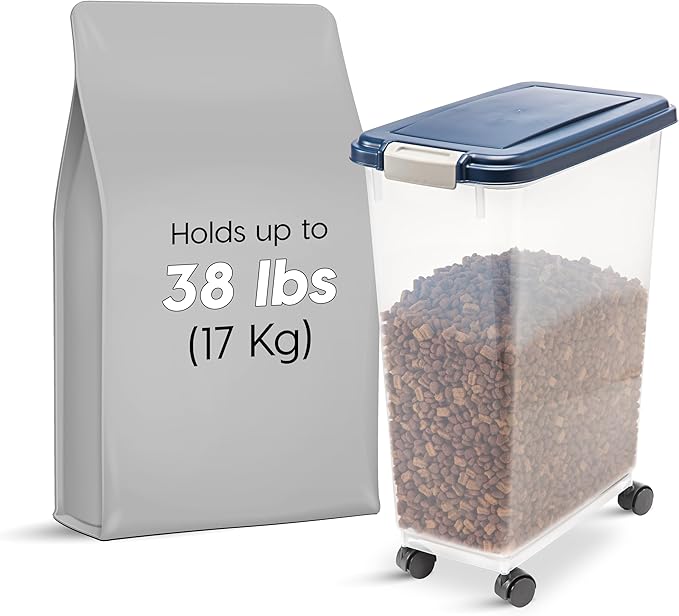 IRIS USA Airtight Dog Food Storage Container, Attachable Wheels,