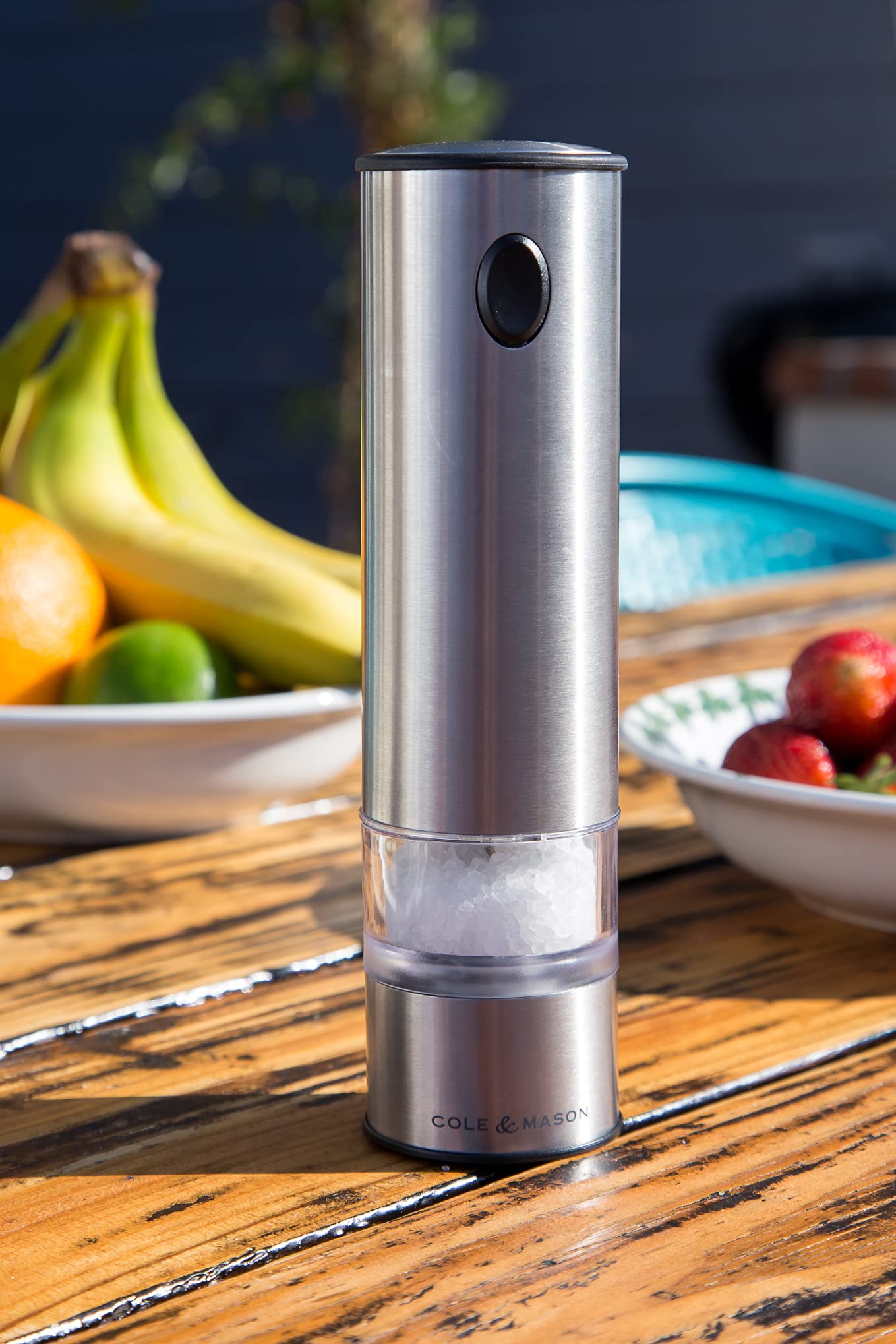 Cole & Mason H3004480 Battersea Salt and Pepper Mills | Electronic | Stainless Steel/Acrylic | 210mm | Gift Set | Includes 2 x Electric Salt and Pepper Grinders | Lifetime Mechanism Guarantee