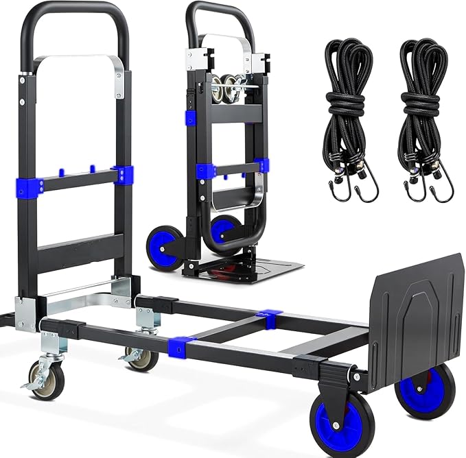 3-in-1 Folding Hand Trucks, 600Lbs Convertible Hand Truck Dolly, Heavy Duty