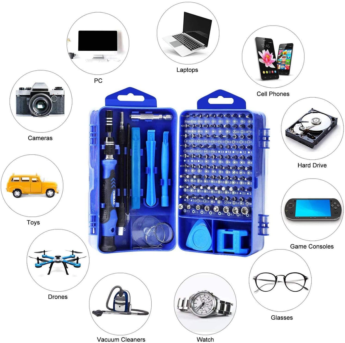 YINSAN Precision Screwdrivers Set, Mini Magnetic Electronics Repair Tool Kit for iPhone iPad Laptop PC Computer MacBook Tablet Phone Watch Glasses Gaming Console Controller Ring Doorbell Drone Camera