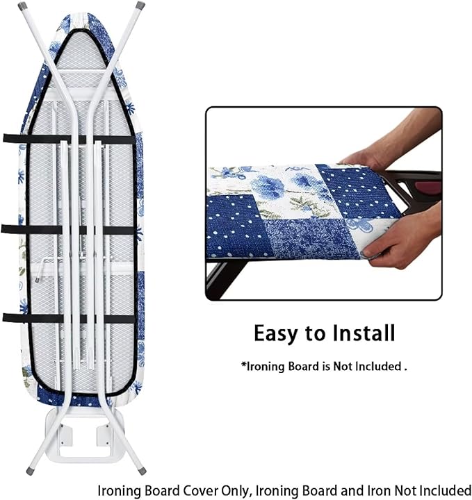 Sprowallow Flowers Ironing Board Cover Standard Size Scorch Resistant Padding