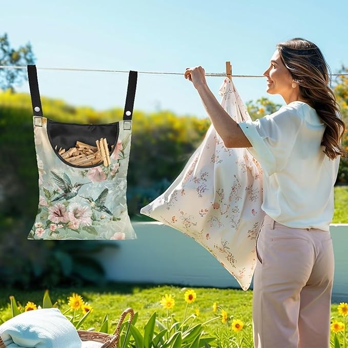 2 Pcs Hummingbird Clothespin Bag