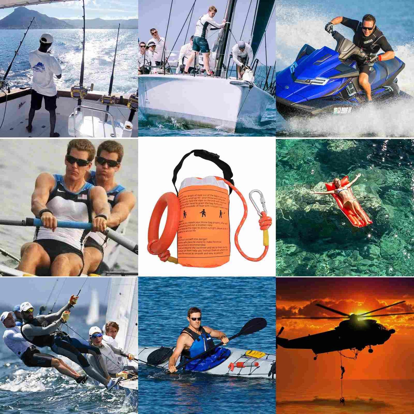 kobadi Water Rescue Throw Bag with 50/70/98 Ft of Rope in 8MM Tensile Strength Rated to 1102lbs, Safety Equipment Throwable Device Emergency Rescue for Kayaking, Boating, High Visibility (50FT)
