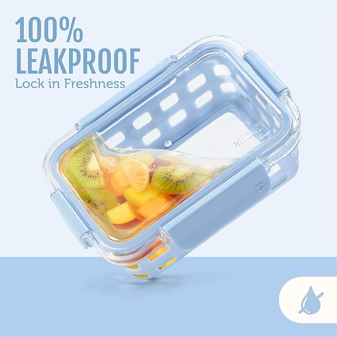 Ello Duraglass 3.4 Cup Meal Prep Sets 10Pc, 5 Pack Set- Glass Food Storage