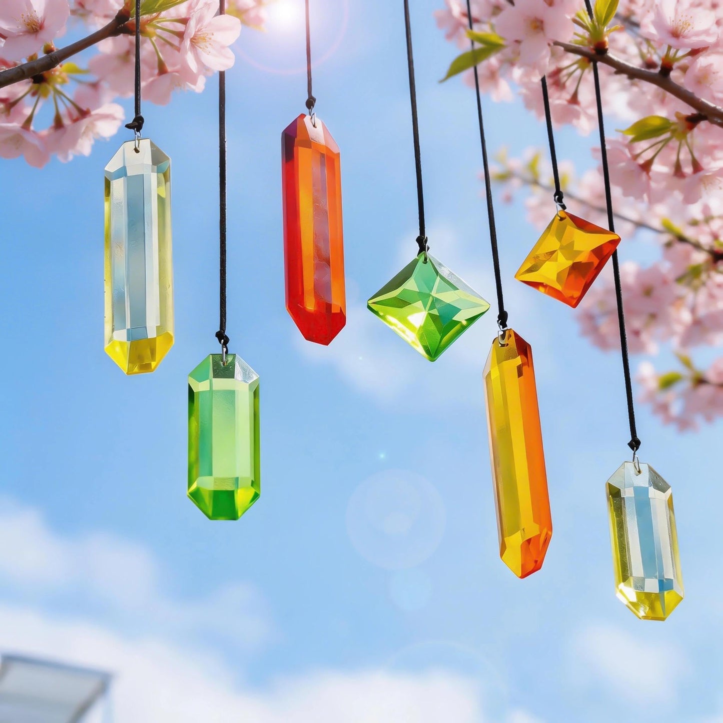 HDCRYSTALGIFTS 7PCS Crystal Prisms Suncatcher for Window Hanging, Rainbow Sun Catchers Indoor Window, Home Garden Thanksgivng Day Christmas Decorations (Season Design)