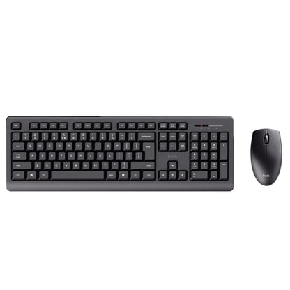 Trust Primo Wireless Keyboard and Mouse Set QWERTY UK Layout, Low Profile Keys, Spill-Resistant, One USB Receiver, Ambidextrous Wireless Mouse, Home Office Combo for PC Laptop Mac - Black