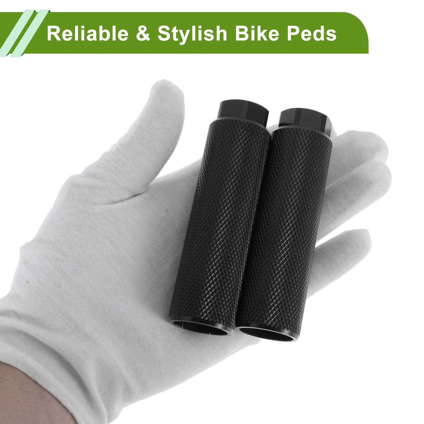 PARSLUCK 4 Pcs Aluminum Alloy Anti-Skid Bike Pegs 100mm Length Bicycle Backseats Stands Cycling Foot Pegs 3/8 Inch Axles Black