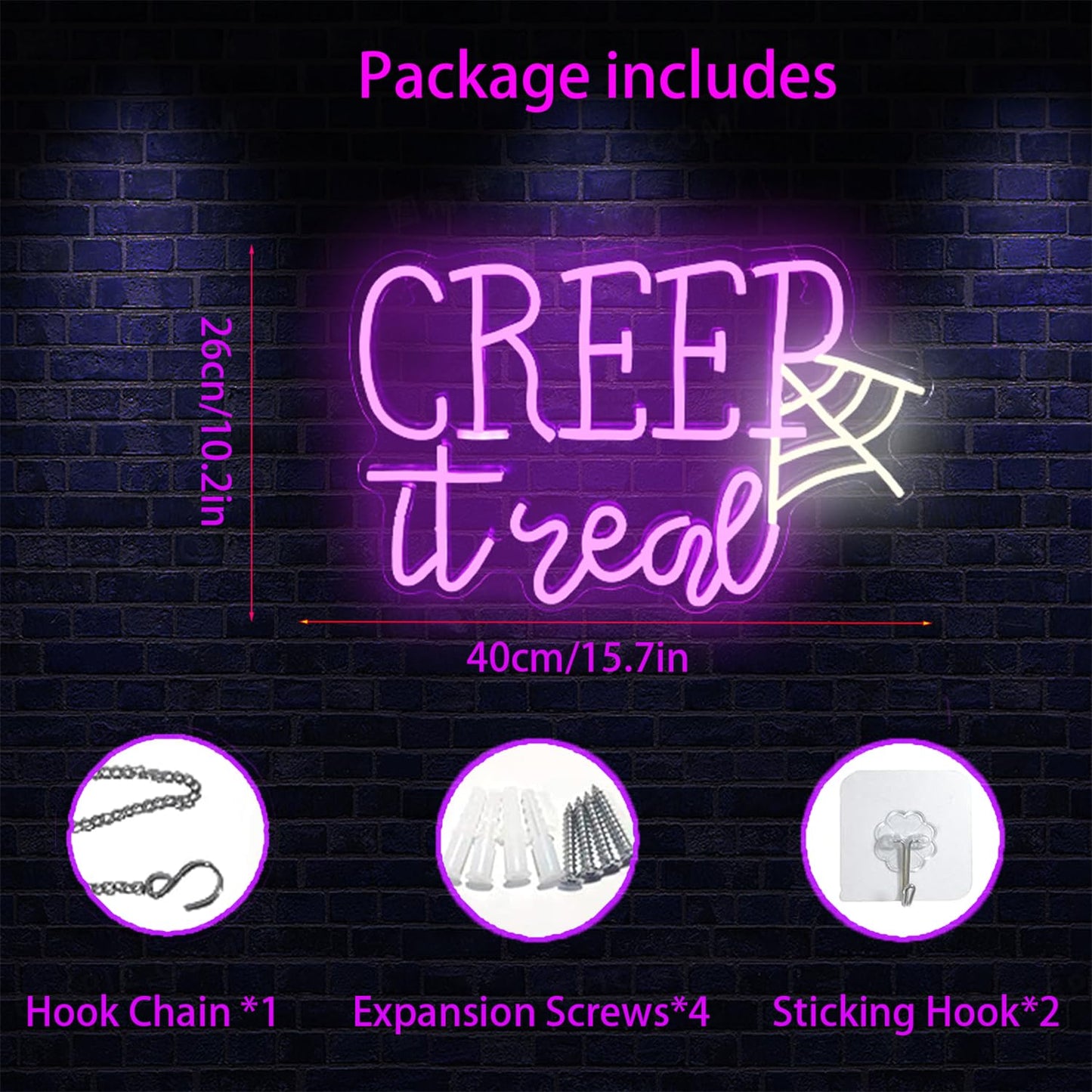 Creep It Real Neon Sign,Halloween Decor