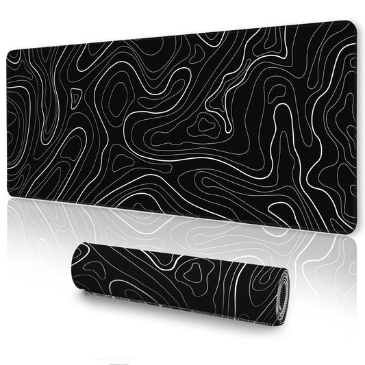 UJoowalk Topographic Gaming Mouse Pad, Large, Black and White, 31.5 x 11.8 in