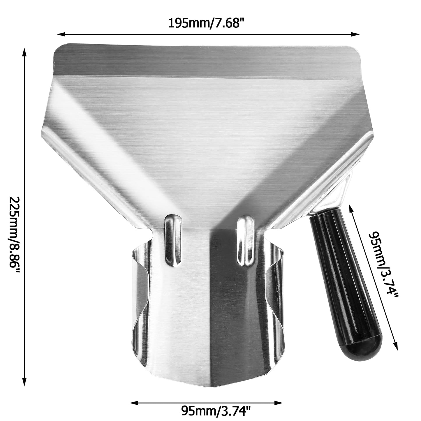 Bonsicoky 2 Pcs Stainless Steel French Fry Popcorn Scoop, Quick Fill Tool for Food Bags & Boxes, Multipurpose Utility Scooper for Bagger French Fries, Snacks, Desserts, Ice, Dry Goods
