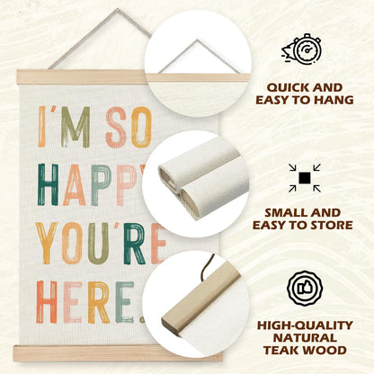 Supwhd Boho Classroom Decor, I'm so Happy You are Here Wall Art Poster, Inspirational Wall Decor, Boho Classroom Wall Art Poster for Classroom Playroom Kids Room Decor, 12x16 Inches