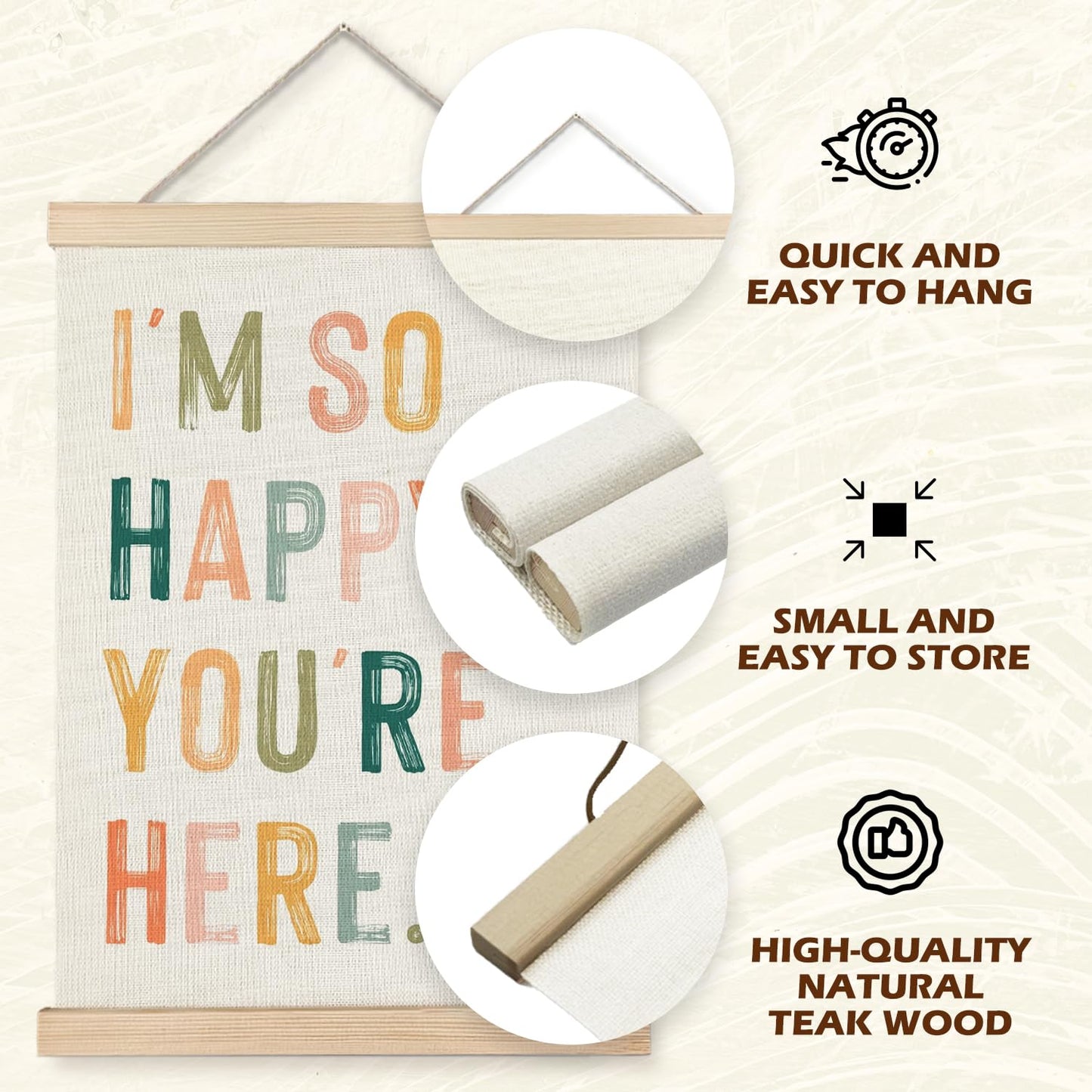Supwhd Boho Classroom Decor, I'm so Happy You are Here Wall Art Poster, Inspirational Wall Decor, Boho Classroom Wall Art Poster for Classroom Playroom Kids Room Decor, 12x16 Inches