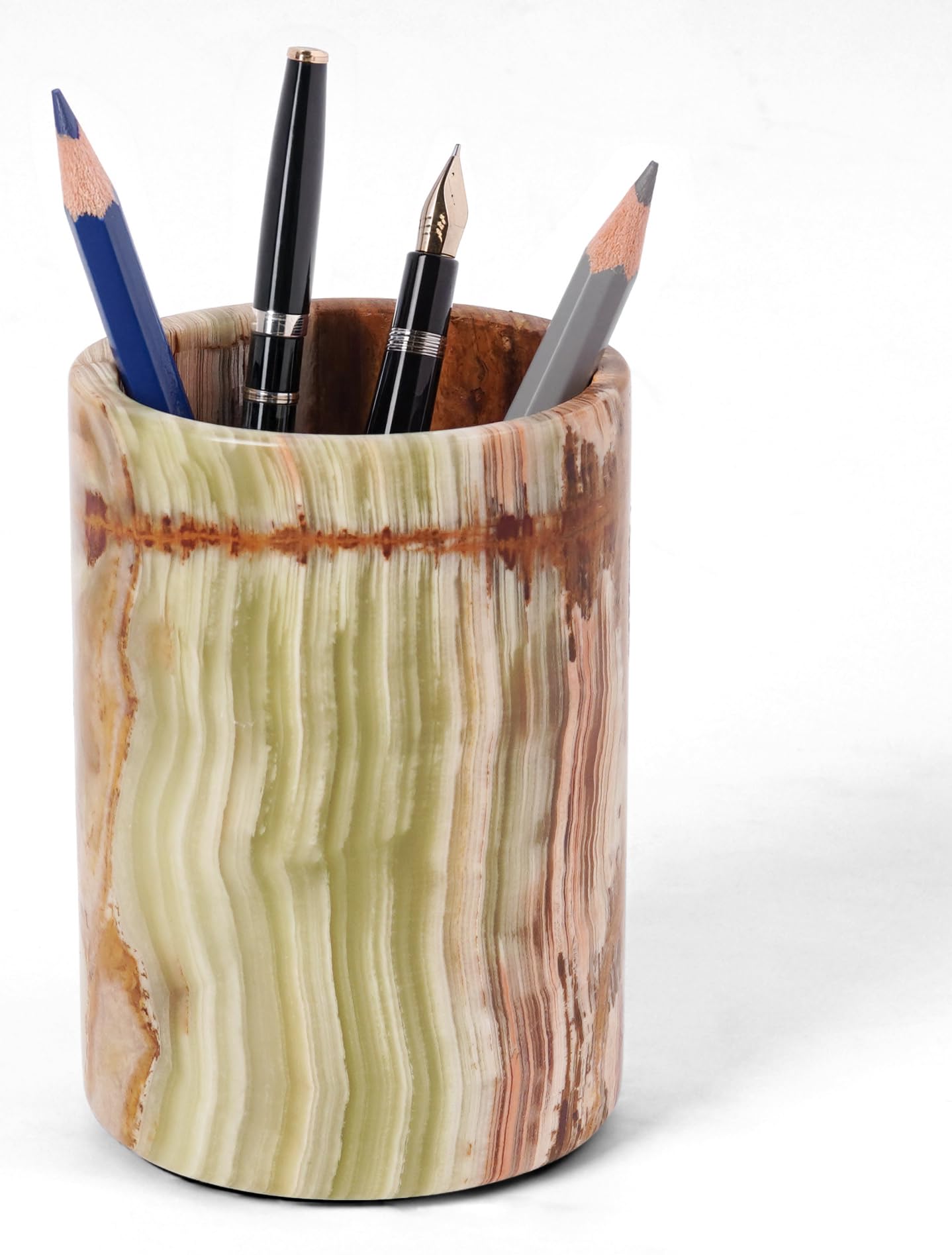 Radicaln Marble Pen Holder For Desk 4" Inches Green Onyx Handmade Marble Toothbrush Holder & Pen Holder For Home Decor, Ideal Pencil Holder For Desk Organizer
