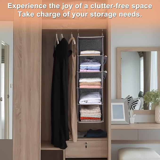 BOOMIBOO Hanging Closet Organize and Shelves, 5-Hanging Shelf