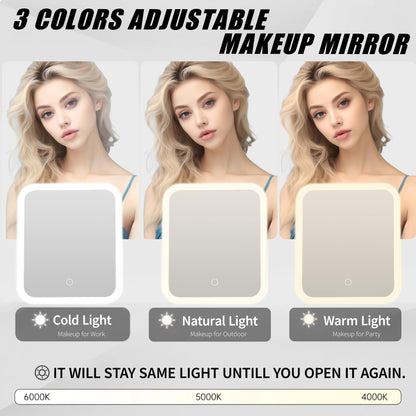 Gdsshuhung LED Makeup Bag with Mirror, Lighted Cosmetic Case with Natural Light, Adjustable Brightness and Soft Lighting, Travel Organizer with Compartments for Women(Black)