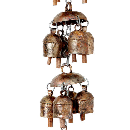 Chandelier Wind Chimes Metal Rustic Gold 13 Bells for Front Door Christmas Decor & Gifts
