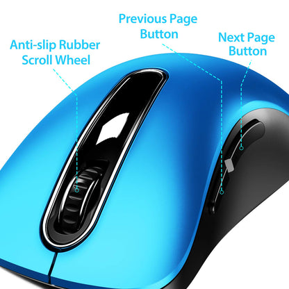 memzuoix 2.4G Wireless Mouse, 1400 DPI Mobile Optical Cordless Mouse with USB Receiver, Portable Computer Mice for Laptop, PC, Desktop, MacBook, 5 Buttons, Red