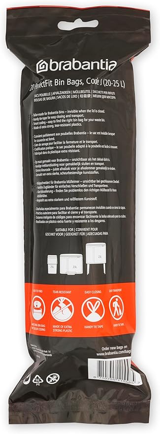 Brabantia PerfectFit Trash Bags High Quality Thick Plastic Trash Can Liners