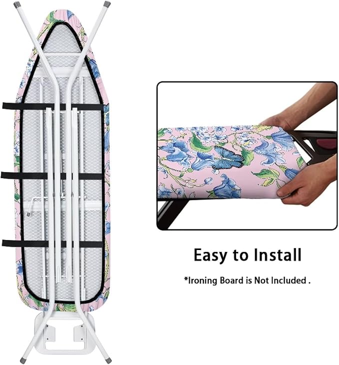 Blue Flower Butterfly Ironing Board Cover and Pad Standard Ironing Board Cover