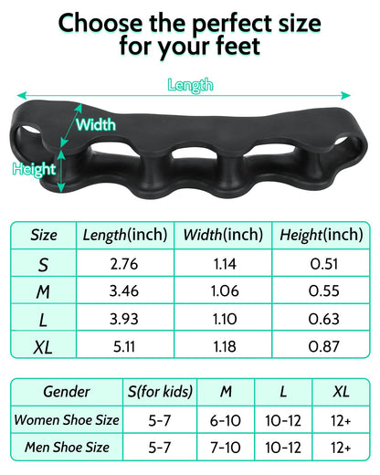 DLMDLM 4PCS Silicone Toe Separators to Correct Toes Alignment for Women and Men, Toe Spacers Straightener for Bunion Relief, Hammertoes and Overlapping Toes (Large)