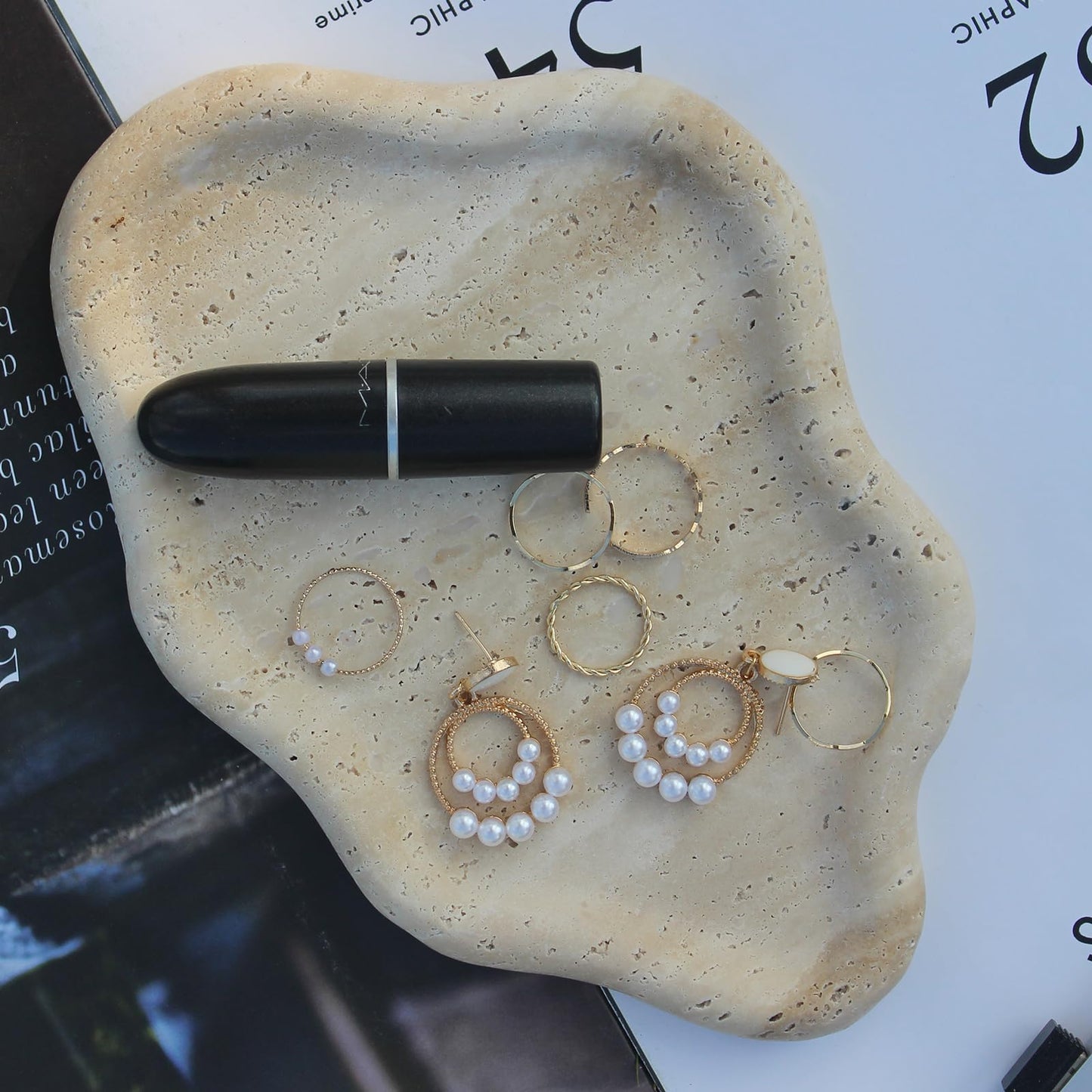 Real Travertine Jewelry Dish Cloud Shape, Trinket Dish, Ring Dish Key Tray Asethetic Home Décor, Gift for Women