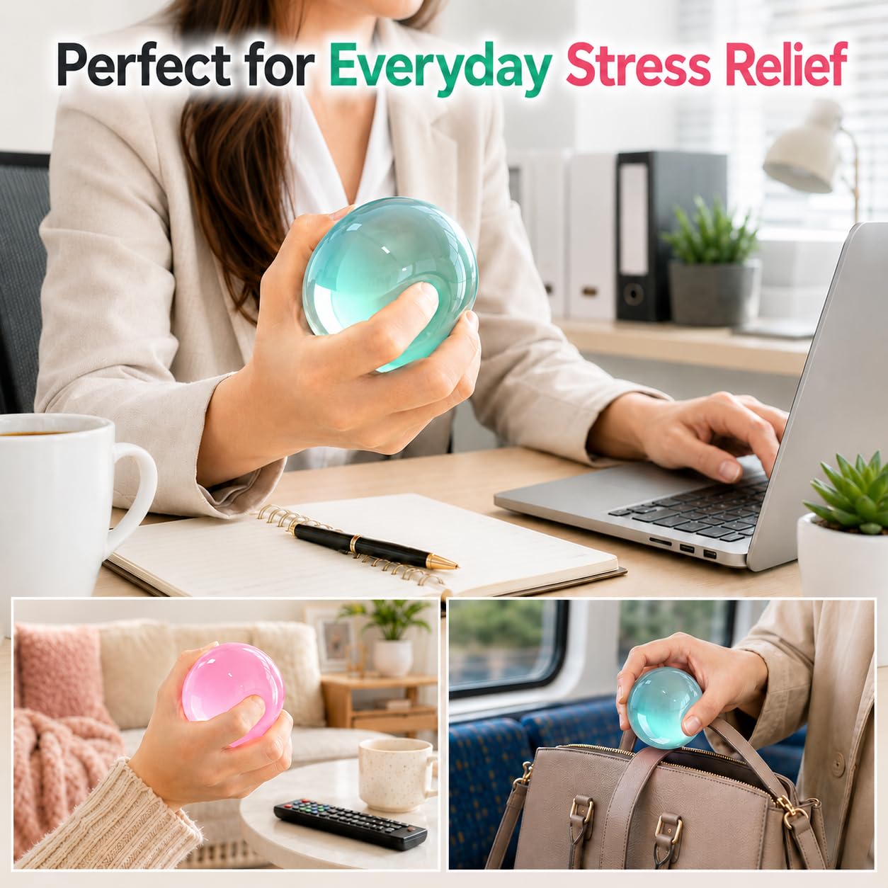 2PCS Coconut Oil Squishy Stress Ball, Super Soft Slow Rising Fidget Toy, Stretchy Clear Jelly Squeeze Ball, Satisfying Squeeze for Stress Relief