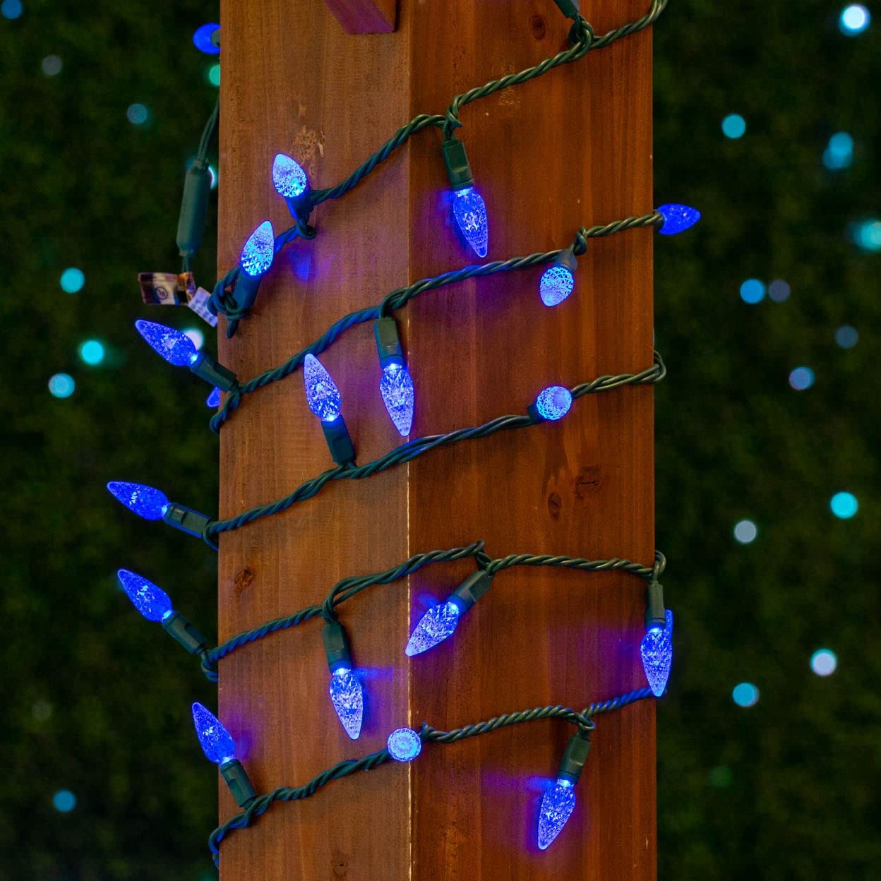 Novelty Lights 24FT 70 LED C6 LED Christmas String Lights, Commercial Grade LED String Lights for Outdoor Tree Decorations (Blue)
