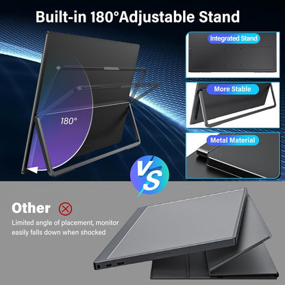 InnoView Portable Monitor Touchscreen 15.6" 1080P 10-Point Touch Screen Monitor Portable with Protective Sleeve Built-in Stand, 1200:1 HDMI USB C Travel Monitors for Laptop, PC, Phone