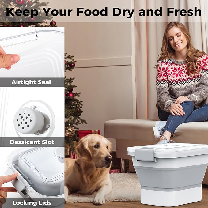 10-13 Lbs Dog Food Storage Container, Collapsible Dog Food Container