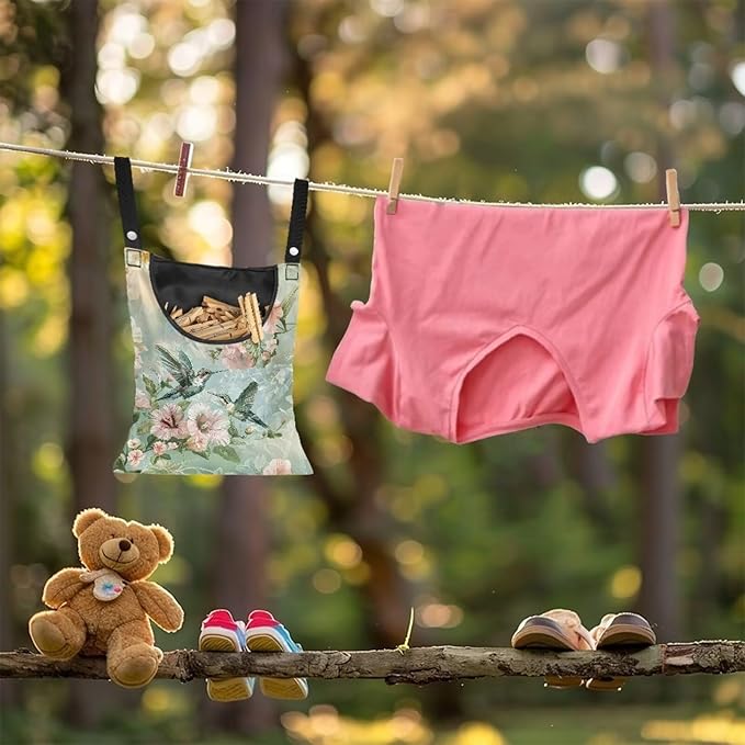 2 Pcs Hummingbird Clothespin Bag