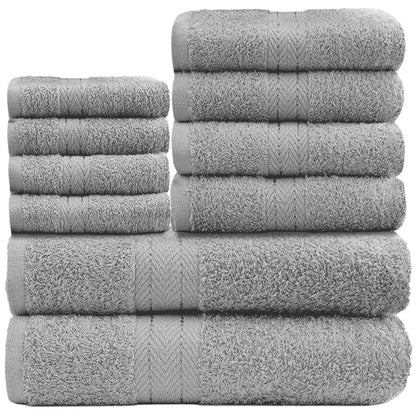 GC GAVENO CAVAILIA 10 Piece Towel Bale Set | Quick Drying Cotton Towel Highly Absorbent 450 GSM Silver Towels Set | Bathroom Towels Bale Set 4x Face 4x Hand 2x Bath Towels